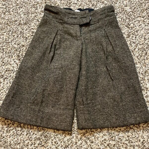 Neige from Paris wide Leg Crop Trousers Tweed Pleated Black & beige